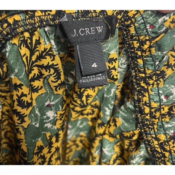 J.Crew Ratti Elephant Print Off-the-Shoulder Ruffle Top Gold Boho Women's Size 4 - Picture 3 of 7